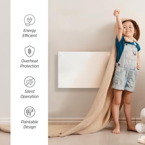 EconoHome Convection Wall Heater with Thermostat - 250W Electric Wall Mounted Space Heater Panel - Updated Model, 120V - Heats Rooms up to 120 Sq Ft - size: 250W