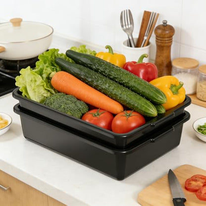 Xyskin 12-Pk Plastic Storage Bin, Bus Utility Tub, Heavy Duty Commercial Dishwashing Box for Restaurant Kitchen Organization and Storage, 13L, Black - size: 13L-12 Packs