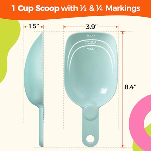 Dog Food Scoop 1 Cup, One Cup Measuring Cup, Food-Grade Melamine Pet Food Scoop, Durable 1 Cup Scoop with Precise Markings, BPA-Free & Dishwasher Safe (Green, 8oz) - color: Green