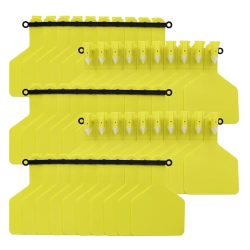 Cattle Ear Tags 50/100 Pcs Cow Ear Tags 11x7.5cm Eight Blank Ear Tags Cattle Cow Livestock Ear Tag for Animal Cow Marking Manage for Animals(Yellow,50 Pcs) - color: Yellow, size: 50 Pcs