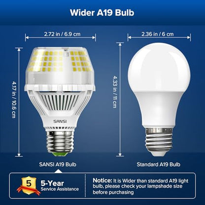 SANSI 250W Equivalent LED Light Bulb, 4000 Lumens E26 LED Bulb with Ceramic Technology, A19 5000K Daylight Light Bulb Non-Dimmable, 22-Year Lifetime, 25W Power Energy Saving for Home Office - color: 5000k Daylight, size: 4000 Lumen 1-Pack