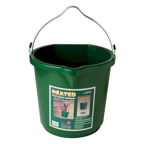Farm Innovators 4 Pack Heated Water Bucket, 120W Heating Power - Flat Back 5 Gallon Plastic Bucket with Cord Storage for Livestock Watering & Feeding