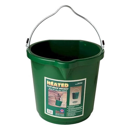 Farm Innovators 2 Pack Heated Water Bucket, 120W Heating Power - Flat Back 5 Gallon Plastic Bucket with Cord Storage for Livestock Watering & Feeding