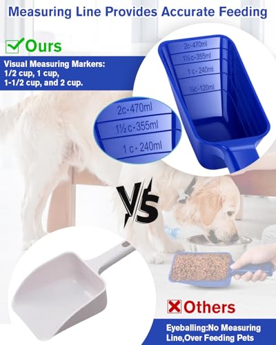2 Cup Dog Food Scoop(2 Pack), Plastic Pet Food Scoop with Measuring Lines for Accurate Pet Food Portions,Dishwasher Safe (Black and Blue) - color: Black and Blue