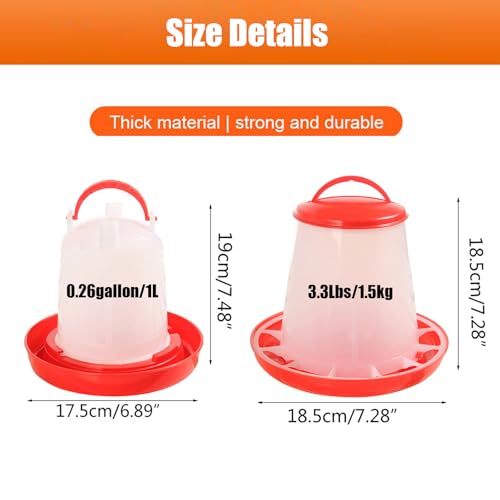 Chick Feeder and Waterer Set, 1L Baby Chicken Waterer Feeder Starter Kit, Hanging Poultry Drinker Quail Feeder, Small Coop Water Dispenser for Chickens, Turkeys, Ducks (1 Set) - color: 1 Set