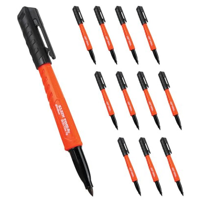 Klein Tools 8610112 Skribes Fine Tip Permanent Markers, Professional-Grade Ink, Multi-Surface Jobsite Marker for Wet, Dry and Oily Surfaces, Black, 12-Pack - style: 12-Pack Black