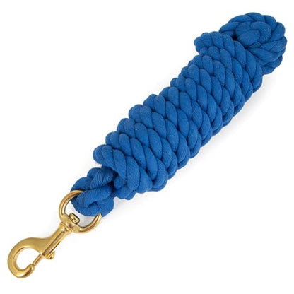 Jeffers Equine Twisted Cotton Horse Lead Rope with Brass Bolt Snap, 10" Long x 3/4" Thick, Equestrian Lead for Horses & Livestock, Training, Grooming, Stable, Barn, Ranch & Trailer Use - Blue