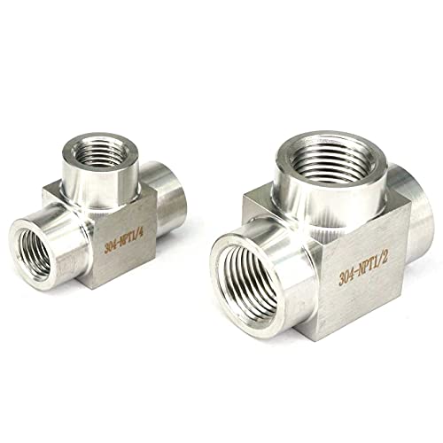 300 Bar 1/8" 1/4" 3/8" 1/2" 3/4" 1" NPT BSP Female 304 Stainless Steel Tee 3 Ways Pipe Fitting Water Gas Oil - style: 1/8" NPT