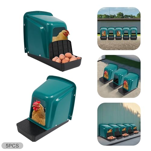 5 Pack Roll Away Egg Collection Trays,Chicken Laying Boxes, Ventilated,Chicken Nesting Boxes,Roll Out Laying Boxes for Hens,Egg Nesting Box for Hen Coops, Backyard Poultry Farms