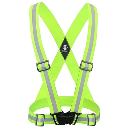 Safety Straps Reflective Vest for Running Hi Vis Suspenders Reflective for Men Women Fully Adjustable - color: Green