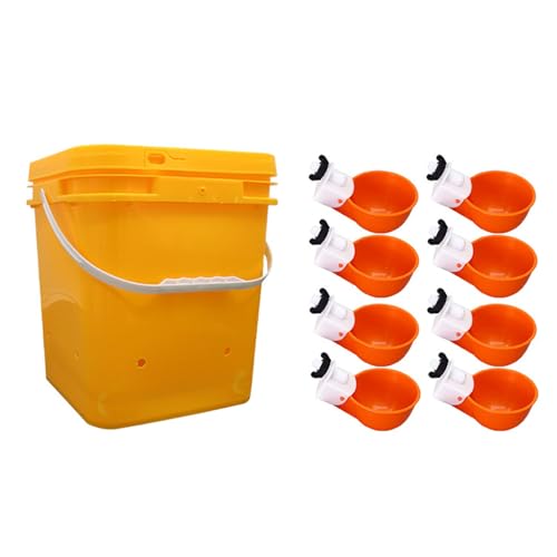 Outdoor Chicken Feeder Set, Poultry Feeder & Chicken Watering System, 12 Liter Large Capacity Automatic Chicken Waterer with Cups for Hens Ducks Quails Geese and Poultry (Color A) - color: Color A