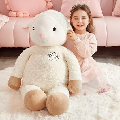 IKASA 30" Giant Sheep Stuffed Animal - Jumbo Soft Kawaii Plush Toy for Kids & Girlfriend (White) - style: Sheep