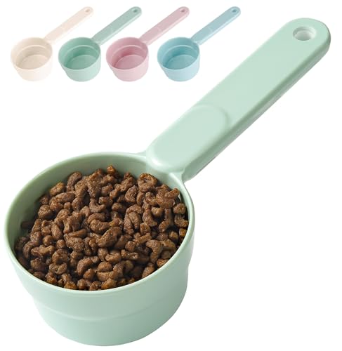 Joyinjojo Dog Food Scoop 1 Cup 1/2 Cup - Melamine Dog Food Measuring Cup, Pet Food Scoop for Dog Cat...Comfortable Long Handle for Easy to Scoop Food - color: Mint Green, size: 1 Cup