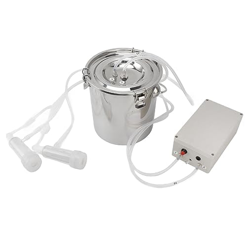 Fdit Goat Milking Machine Electric Milker for Goats Portable Automatic Milking Pump with Stainless Steel Food Grade Silicone Hose Easy to Clean Carry and Store Milk (5L) - size: 5L