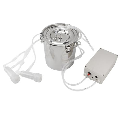 Fdit Goat Milking Machine Electric Milker for Goats Portable Automatic Milking Pump with Stainless Steel Food Grade Silicone Hose Easy to Clean Carry and Store Milk (5L) - size: 5L