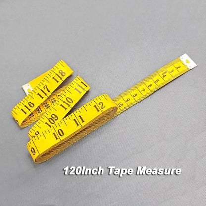 2 Pack Soft Tape Measure Double Scale 120-inch/300cm, Fabric Craft Tape Measure & Medical Body Measurement, Sewing Flexible Vinyl Ruler & Measuring Tape for Body Weight Loss (Yellow*2) - color: Yellow*2