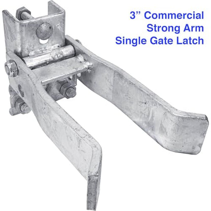 Commercial Single GATE Strong Arm Latch for 2-7/8" Fence Post - and 1-5/8" Thru 2" Chain Link or Round Pipe Gate Frames CASE Qty 2 - size: 3" Single Gate - Case