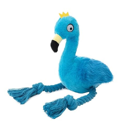 Plush Flamingo Dog Toy, Blue, Squeaky Stuffed Animal with Rope Legs, Interactive Chew Toy for Small, Medium Dogs - color: Blue Flamingo
