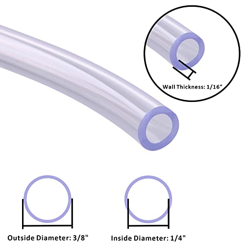 Clear Vinyl PVC Tubing 1/4" ID X 3/8" OD Plastic Flexible Food Grade Hose 25 Feet - size: 1/4" 3/8", style: 25 Feet