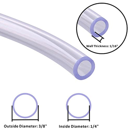 Clear Vinyl PVC Tubing 1/4" ID X 3/8" OD Plastic Flexible Food Grade Hose 25 Feet - size: 1/4" 3/8", style: 25 Feet