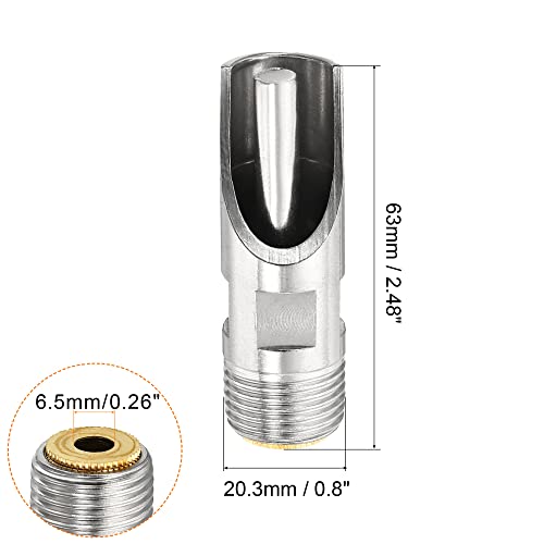 MECCANIXITY Pig Nipple Waterer 2Pcs Automatic Pig Feeder 1/2" PT Poultry Water Nipple Pig Drinker Stainless Steel Copper Hat Duck-Mouth Type for Sows Drinking, Silver