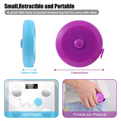 Tape Measure Body Measuring Tape, Retractable 60 Inch Soft Mini Measuring Tape, Small Sewing Fabric Tape Measurer for Cloth Waist Medical Nursing Craft(3 Pack/Pink Purple Sky Blue) - color: Pink, Purple, Sky Blue
