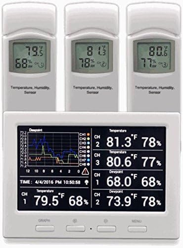 Ambient Weather WS-3000-X3 Thermo-Hygrometer Wireless Monitor w/ 3 Remote Sensors - Logging, Graphing, Alarming, Radio Controlled Clock - size: 1 Console / 3 Sensors