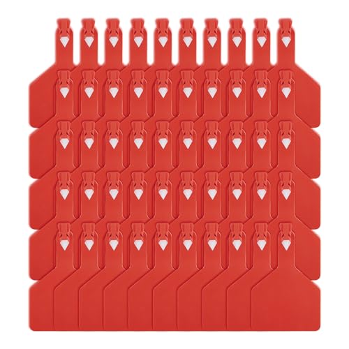 Danbark 50-Count One-Piece Cattle Ear Tags – Large TPU Cow Tags, Fade-Resistant & Cold-Resistant for Easy Livestock Identification and Herd Management (Red) - color: Red