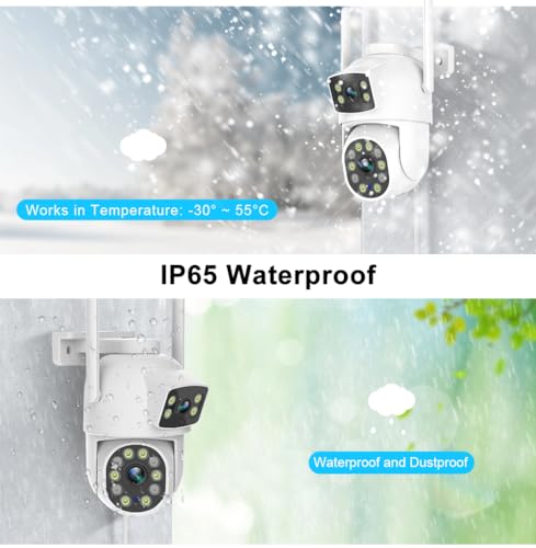 EVERSECU Dual Lens Linkage 6MP WiFi PTZ Security Camera Outdoor, 360° View, Auto Tracking, Motion Detection, Color Night Vision, 2-Way Audio, Compatible with Alexa - size: Single