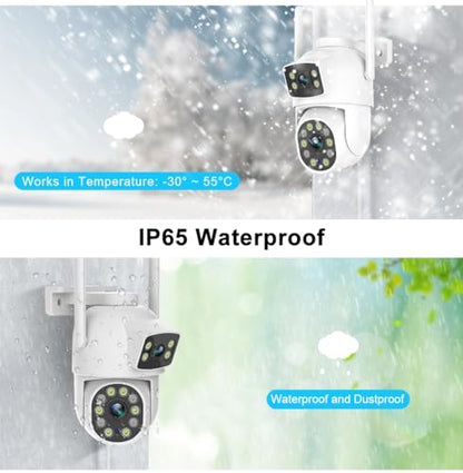 EVERSECU Dual Lens Linkage 6MP WiFi PTZ Security Camera Outdoor, 360° View, Auto Tracking, Motion Detection, Color Night Vision, 2-Way Audio, Compatible with Alexa - size: Single