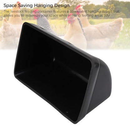 Brrnoo Hanging Poultry Feeder, Plastic Hanging Chicken Feeder Trough Large Capacity Space Saving Design Minimizes Feed Waste with Generous Feeding Area for Farm Coop or Yard (Black) - color: Black
