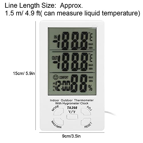 Electronic Temperature Humidity Meter, with Probe for Indoor Outdoor Farm Use, Digital Hygrometer Thermometer