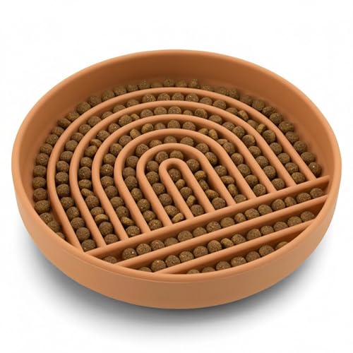 Should We Go? Slow Feeder Dog Bowls - Small Size Silicone Slow Eating Dog Bowl for Puppies & Dogs with Suction Cup -Dishwasher-Safe,Lick Mat Design,Reduces Gulping,for All Breeds, 6”x1.25”-Terracotta - color: Terracotta, size: Small (6” Across x 1.25” Tal
