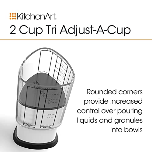 KitchenArt 2 Cup Tri Adjust A-Cup, Easy Pour Measuring Cup, 3.25x3.25x6", Black/White - size: 2 Cup
