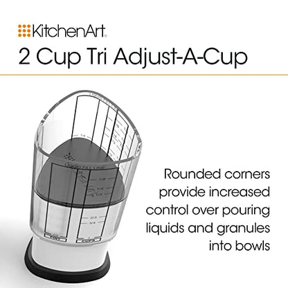 KitchenArt 2 Cup Tri Adjust A-Cup, Easy Pour Measuring Cup, 3.25x3.25x6", Black/White - size: 2 Cup
