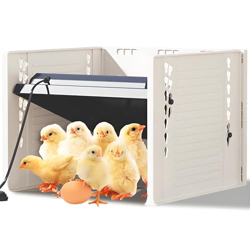 Upgraded Brooder Heater Plate, Adjustable Height & Temperature 10.8" X 10.4" Chick Brooder Heating Plate, Three-Sided Protection & Fast Heat Brooder Heater for 15 Chicks (Black)