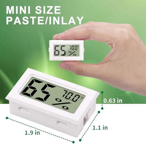 Atogou Mini Hygrometer Indoor Humidity Meter, Digital Humidity Gauge Indoor Thermometer (℉) for Home, Office, Reptile, Car, Greenhouse, Lab, Terrarium, Cellar, Humidors A02 White