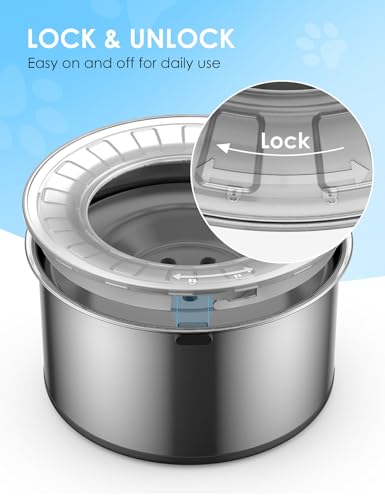 Heouvo 1 Gallon Large Dog Water Bowl No Spill,【Anti Digging Lid & Rubber Bottom】 Spill Proof Dog Bowl, Anti Splash Mess Dripless Slow Drinking Stainless Steel Water for Sloppy Messy Drinkers Car - color: Gray, size: 3.8L