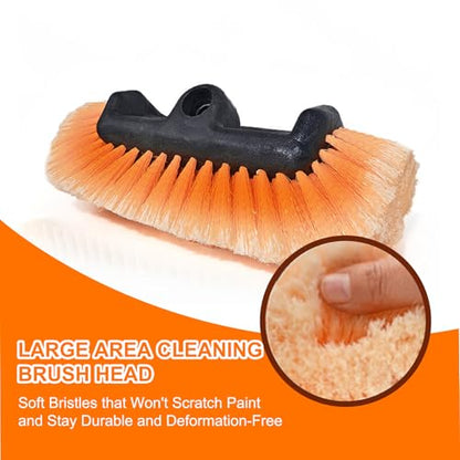 SISUPASSIE 12FT Car Wash Brush with Long Handle, 12-Inch Soft Bristle Car Cleaning Brush for Cleaning RV, Truck, Boat, Solar Panels, Orange - color: Orange