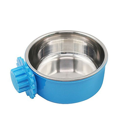 DEVILMAYCARE Pet Feeder Dog Bowl Stainless Steel Food Hanging Bowl Crates Cages Dog Parrot Bird Pet Drink Water Bowl Dish Accessory (S: 4.5''x2'', Blue) - color: Blue, size: S:4.5''x2''