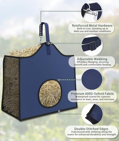 Hay Feeder for Goats and Horses - Slow Feed Design, Heavy Duty Hanging Hay Bag for Barn, Trailer & Paddock, Easy to Hang & Clean(1pcs, Black) - color: 1pcs-black