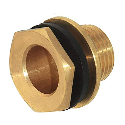 Joywayus 1/2" Male Thread Soild Brass Water Tank Connector Bulkhead Tank Fitting With Rubber Ring Stablizing - size: No Female - 1/2" Male
