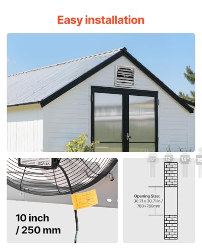 VEVOR 30'' Exhaust Fan, Wall Mounted Attic Fan with Variable Speed, 6900 CFM, Automatic Shutter, Ventilation and Cooling, Silver, Fan Only - size: 30 Inch