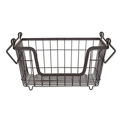 DII Metal Wire Mesh Stackable Utility Storage Bin, Small, 11x11x6", Black - color: Black, size: 11 x 11 x 6 inches
