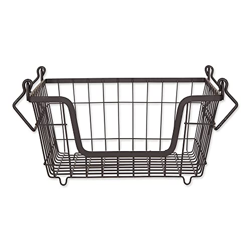 DII Metal Wire Mesh Stackable Utility Storage Bin, Small, 11x11x6", Black - color: Black, size: 11 x 11 x 6 inches