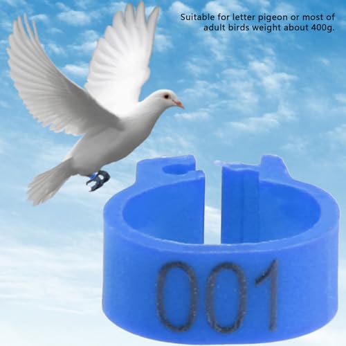 100Pcs 8MM 001 to 100 Numbered Plastic Letter Pigeon Bird Leg Bands Rings, Pigeon Identify Rings, Training Supplies Leg Number Bird Bands for Letter Pigeon (Dark Blue) - color: Dark Blue