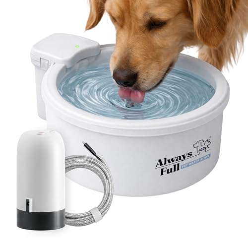 Always Full® 9” Dog Water Bowl and Bottle Pump Bundle, Self Refilling with Clean Filtered Water, App-Enabled Smart Hydration Monitoring, Upgradeable System for Dogs and Cats - size: 9" Bowl, style: Bottle Pump