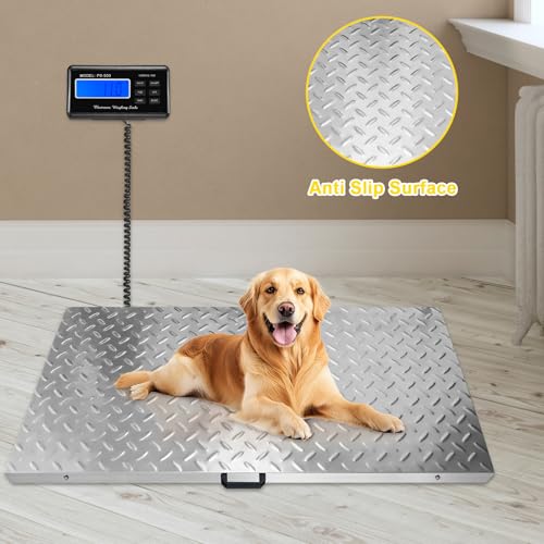 Dog Scales for Large Breed, Livestock Scale, Pet Scale for Large Dog, 1100lb x 0.2lb Animal Scale, LB, KG, OZ, 40.7” X 20.9” Stainless Steel Platform Veterinary Scale for Sheep, Pig, Shipping