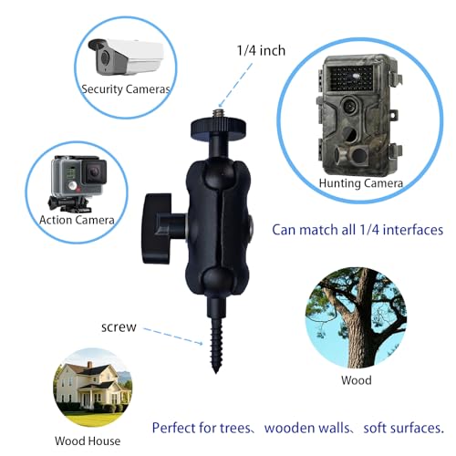 Adjustable Trail Camera Tree Mount: Game Camera Outdoor Mounting Bracket Holder with Double 360° Swivel Tilt Ball Joints, 2 Packs (4) - size: 4