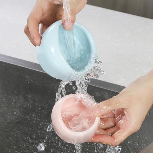 VanEnjoy 2 Pack Small Hamster Food Bowl Ceramic Guinea Pig Food Dish No Spill Hamster Food and Water Bowl Small Animal Food Bowl - Pink and Blue - size: 2.5"*1.78"